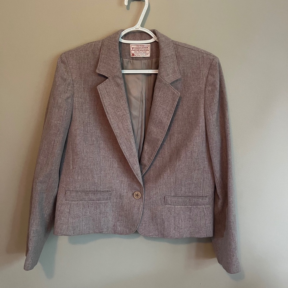 Pendleton Petite Mauve Lavender Wool Single Button Blazer Jacket 12P Office Prep